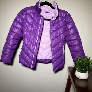 ✨2/$20 Puffy jacket purple zip up winter coat girl
